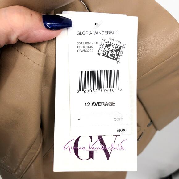 GLORIA VANDERBILT Avery Faux Leather Leggings 12 Tan Skinny Slim Pull on NWT - Picture 10 of 13